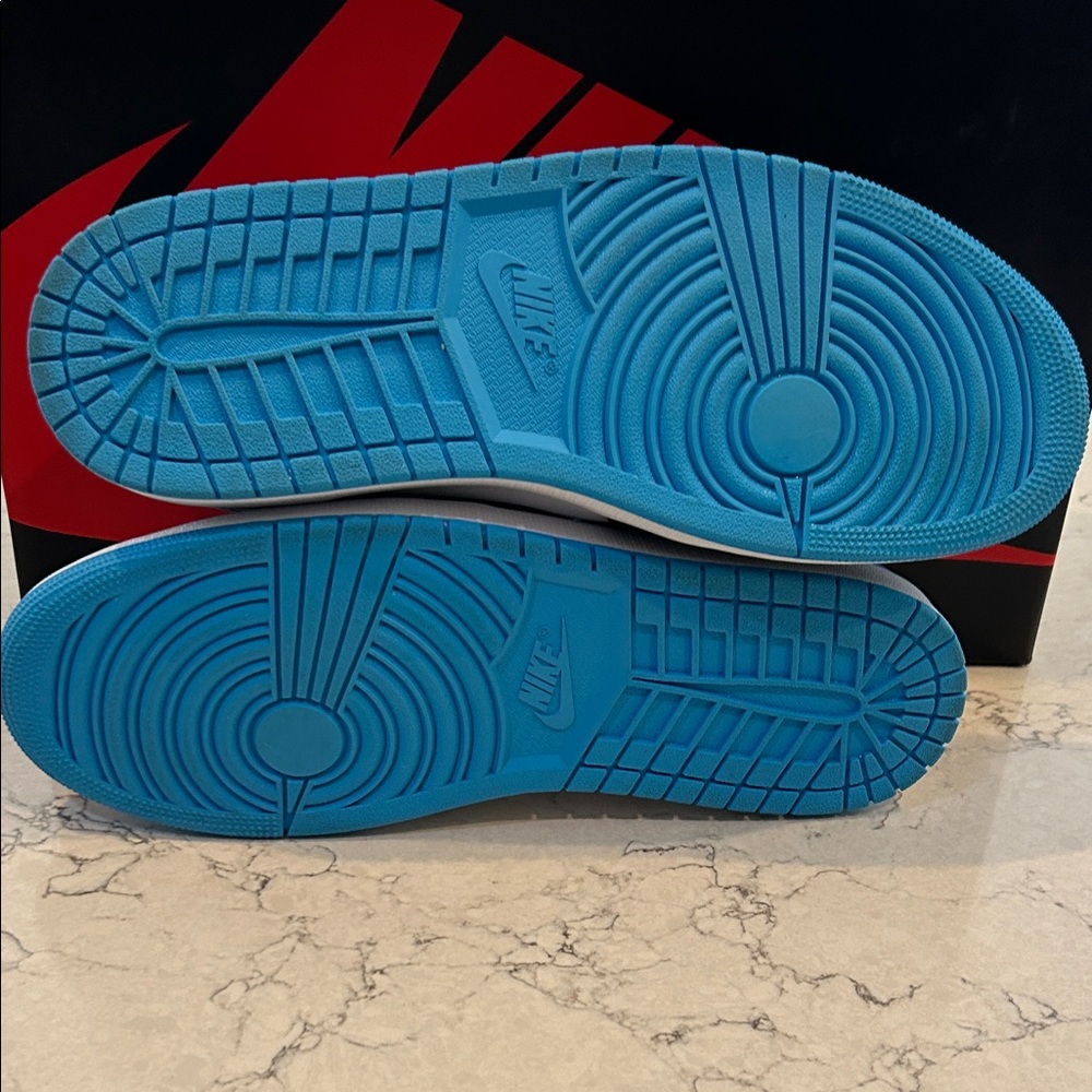 Air Jordan 1 Low Nike Men's Black and Dark Powder Blue Athletic Shoes - Picture 3 of 9